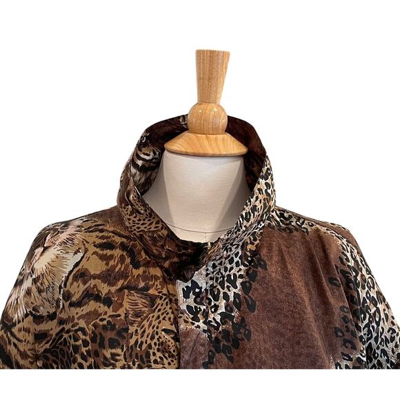 Vintage Kim Rogers Sport Silk Mixed Animal Print Bomber Jacket, Size 1X - Picture 2 of 14